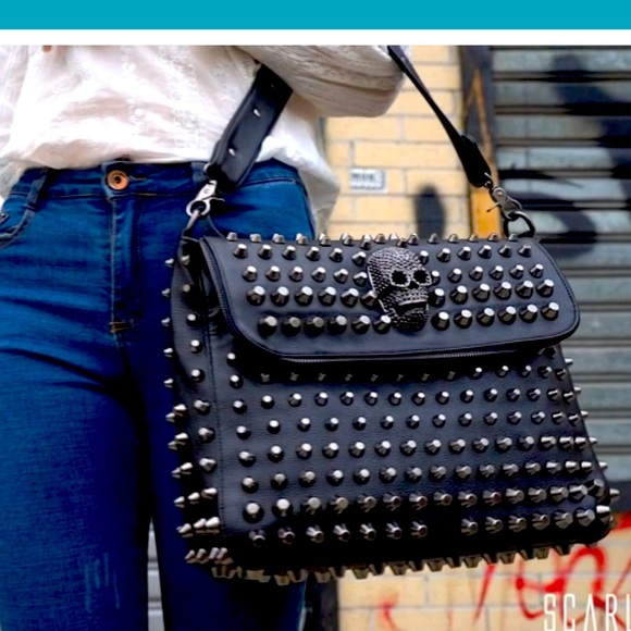 NWT SC LA Skull and Stud Rhinestone Bling Studded Crossbody … - Picture 4 of 13